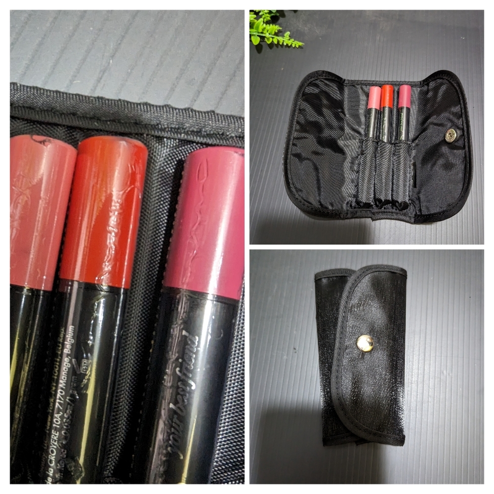 Ybf Lip pencil lip crayons trio makeup bag set pink, red mauve NEW made in Korea